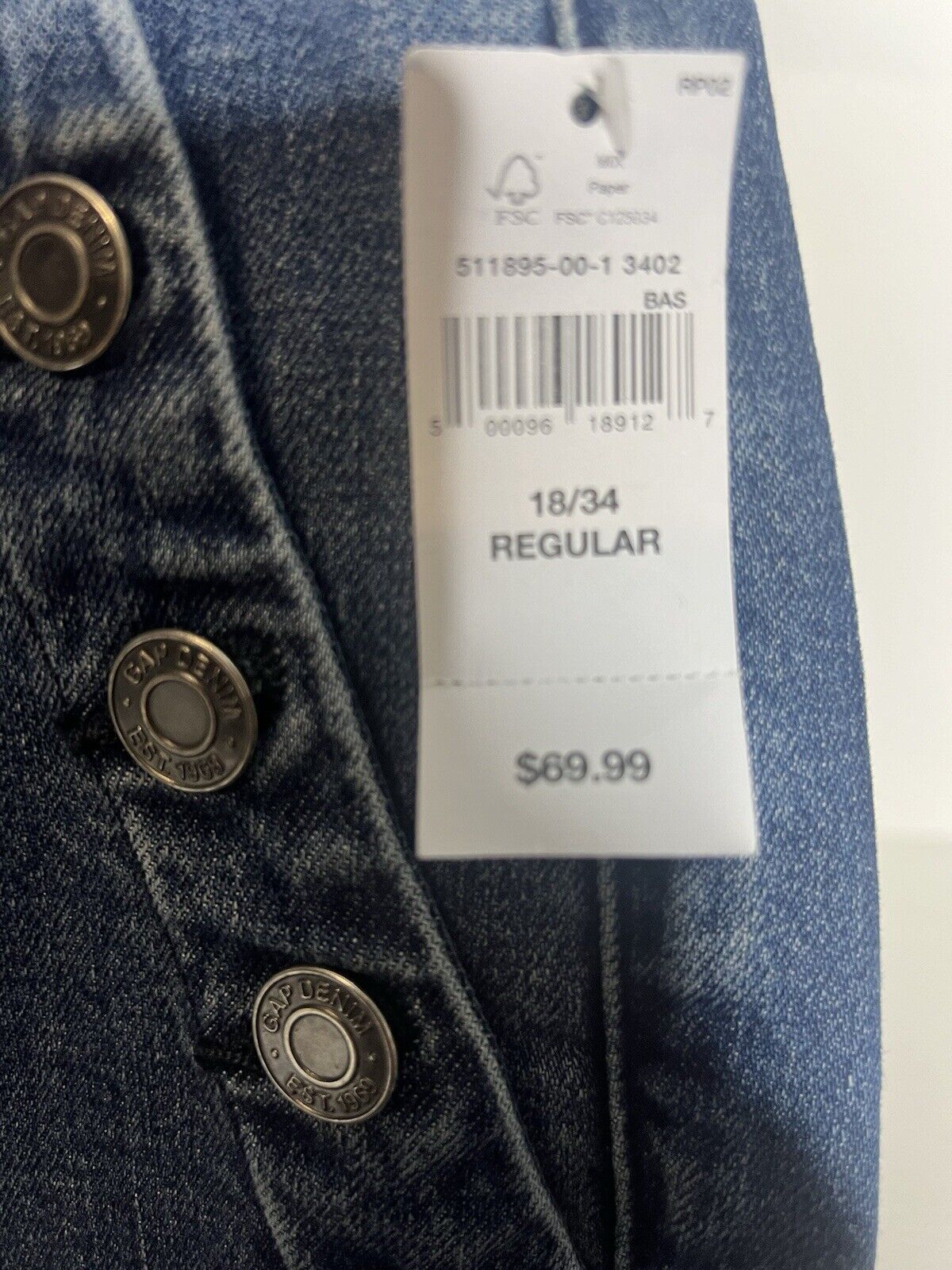 gap womens jeans Vintage High Rise 18/34 R Blue Denim Straight Leg  NWT