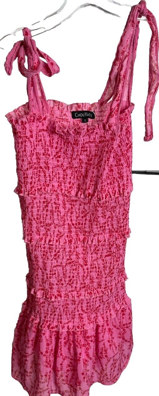 Chouyatou Women’s Summer Floral Mini Smocked Dress Size Small