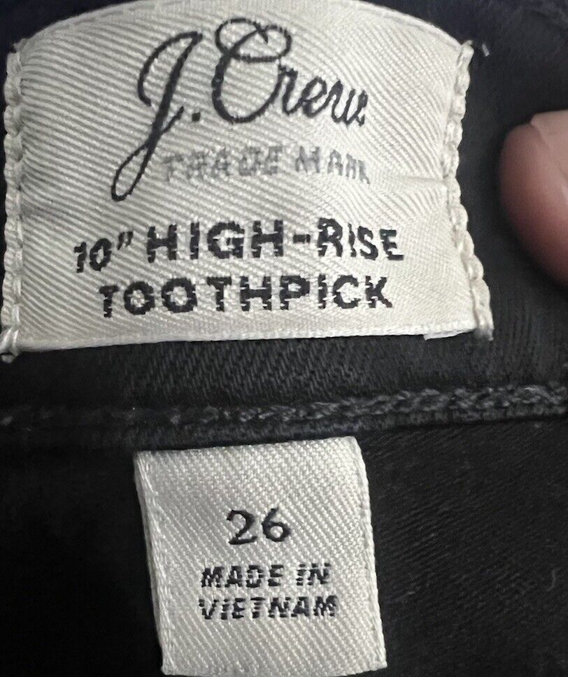 J. Crew 10" High Rise Toothpick Skinny Jeans Womens Size 26