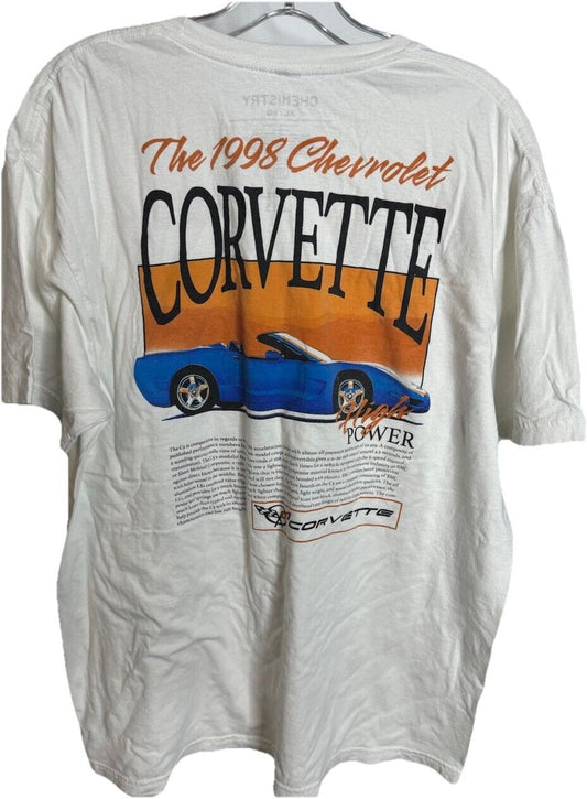 Chemistry T Shirt Mens Size XL White Corvette Classic Chevy Original Print