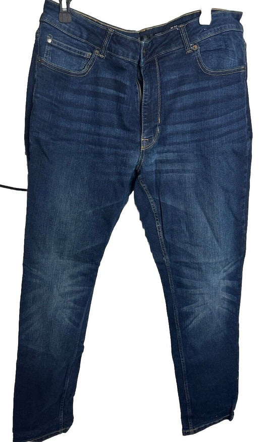 DKNY Men's Size 38x32 in Straight Regular Relaxed Blue Cotton Blend Jeans