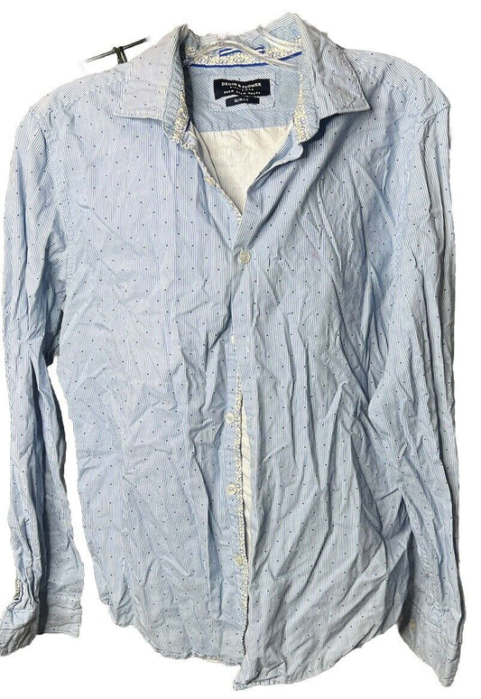 Mens Denim & Flower Ricky Singh Short Sleeve Button Up Shirt Size Medium