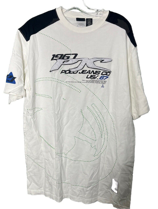 Polo Jeans Co Ralph Lauren Shirt Men's Medium Off White Short Sleeve T-shirt