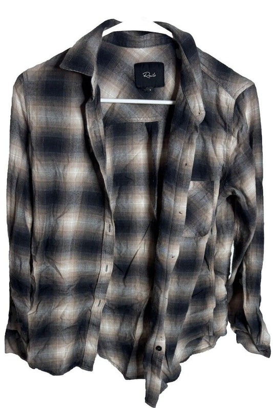 Rails Hunter Shirt Women’s Ivory Coal Blush Plaid Button Down Long Sleeve Size S