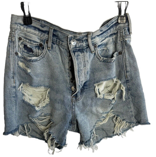 American Eagle Outfitters Women's Next Level Stretch Distressed Denim Shorts 4