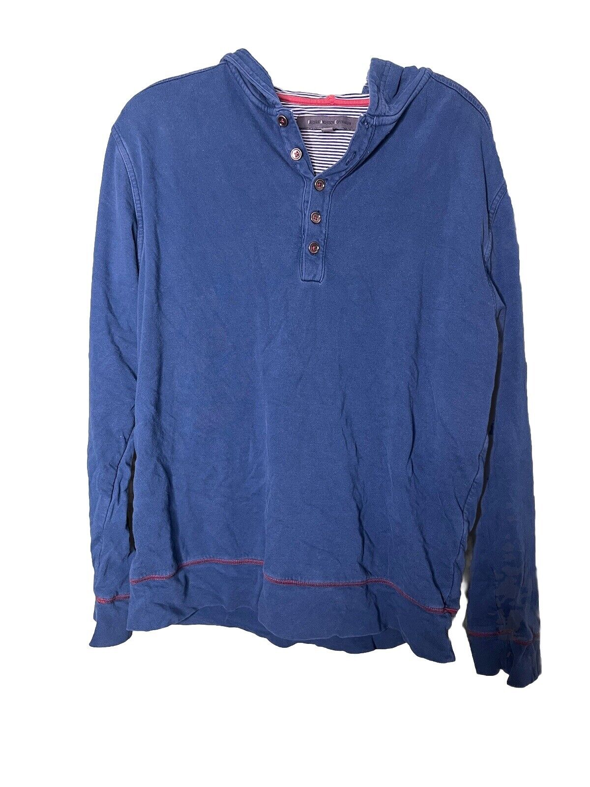 Frederik Anderson Copenhagen Men 1/4 Button Pullover Hooded Sweater Large