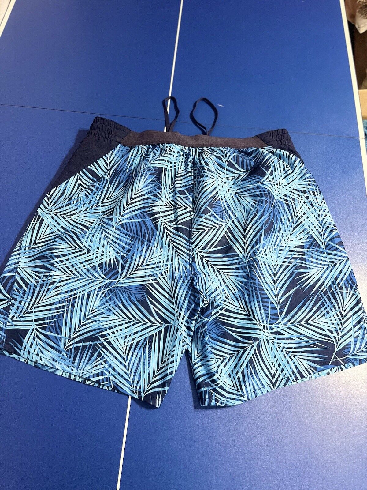 Vintage Speedo Swim Trunks Men’s Size XL Blue Palm Tree Leaves Dye RN 54934