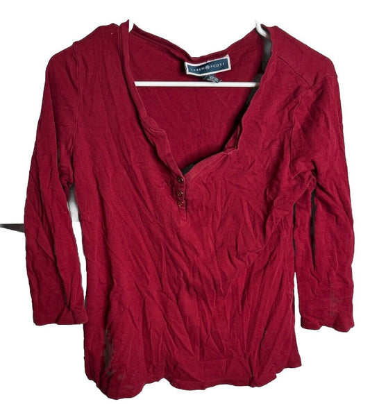 Karen Scott Solid Hardware Henley Pullover S