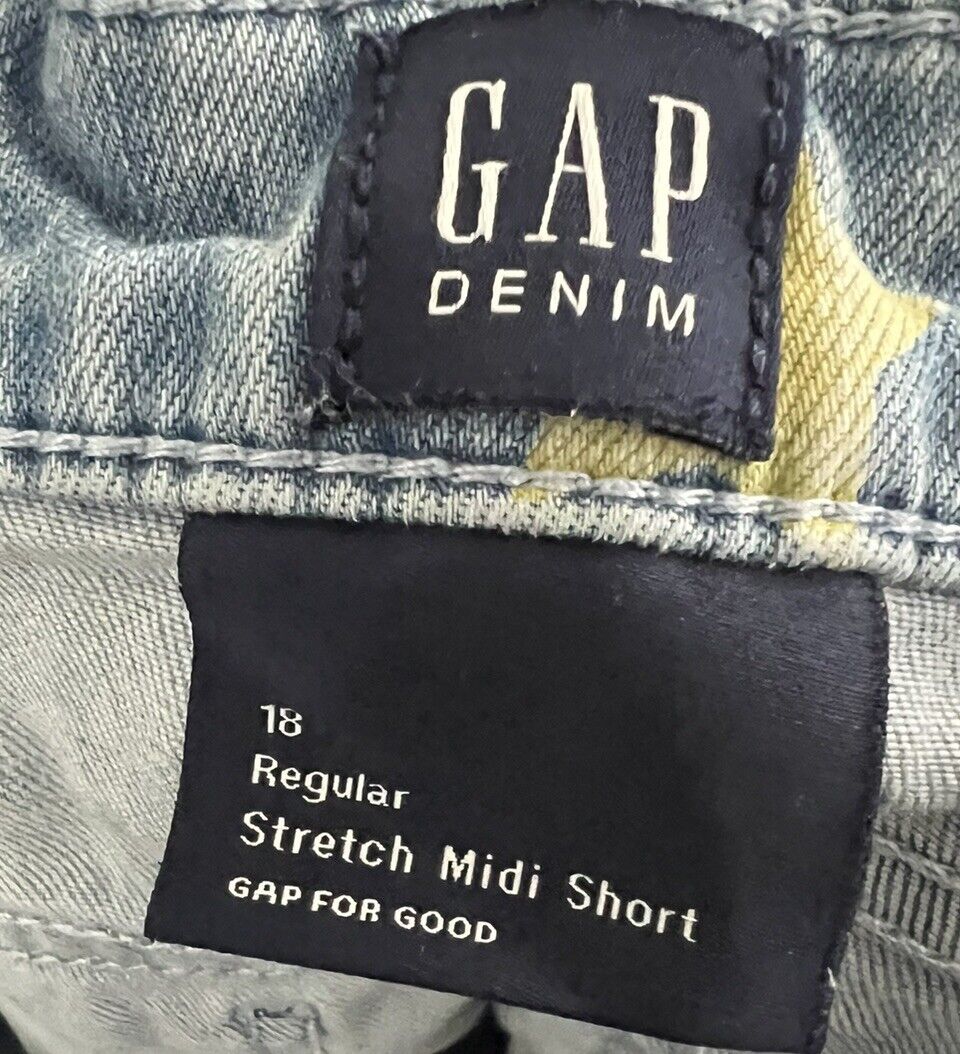 Gap Denim Girl's Regular Stretch Denim Jean 'Midi' Cut-Off Short Size 18