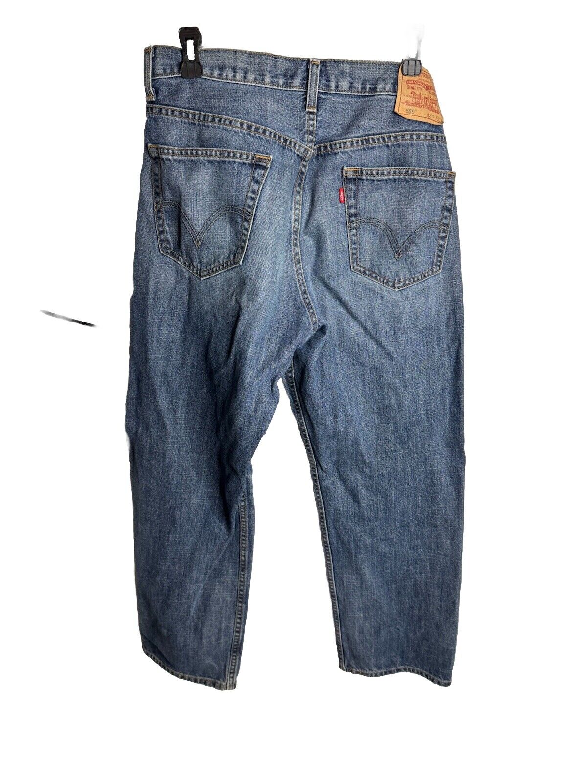 LEVI'S 559 blue Relaxed Straight pure cotton Jeans 34x30 Distressed Cuffs
