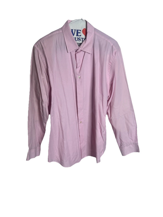 Van Heusen Mens Plaid Button Down Shirt Large Wrinkle Free 16-16.5