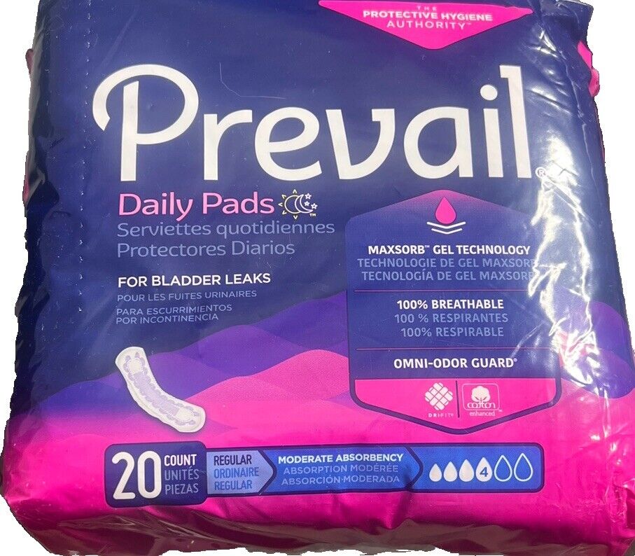Prevail Womens Bladder Control Daily Pads 20ct X 4(total 80 pads) New/Make Offer