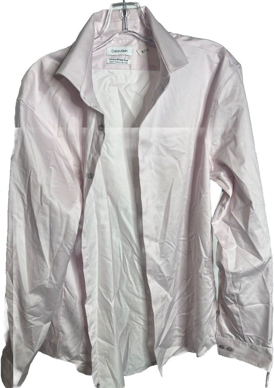 Calvin Klein Mens Button Down Shirt Wrinkle Free Stretch Regular Fit 16.5 34/35