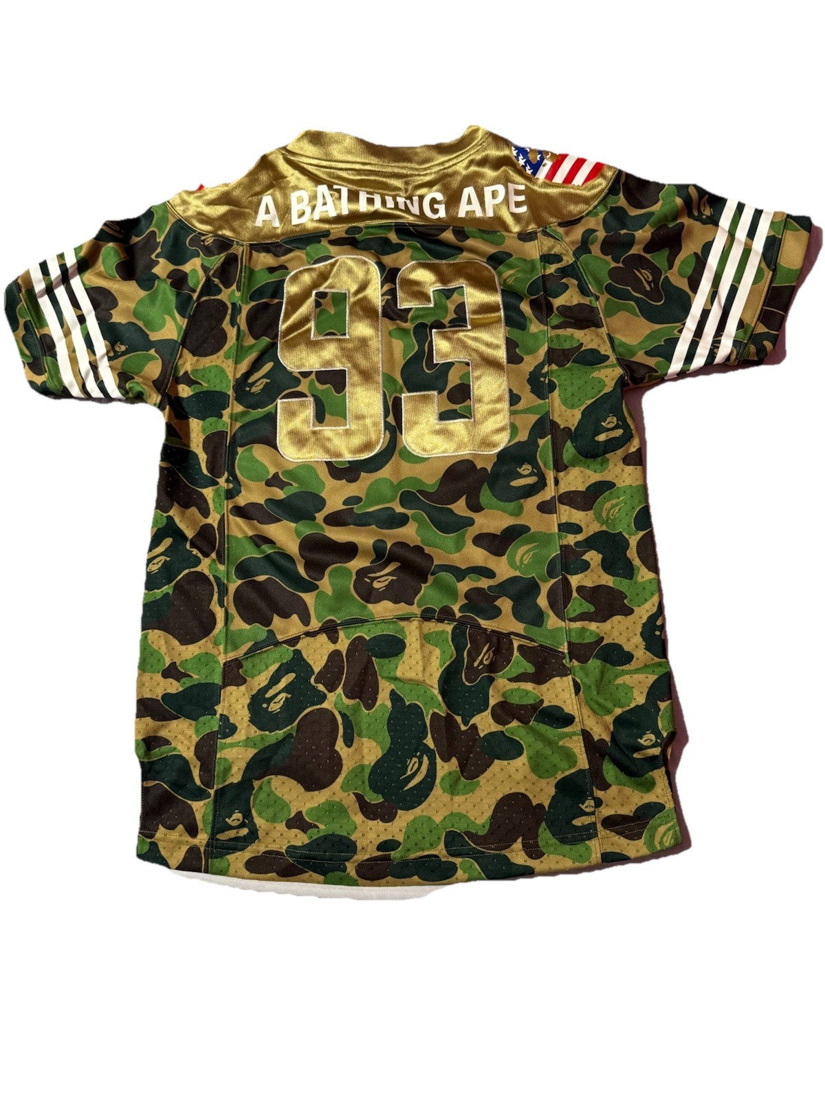 A Bathing Ape Bape x Adidas Green Camouflage Pattern Jersey T-shirt Small