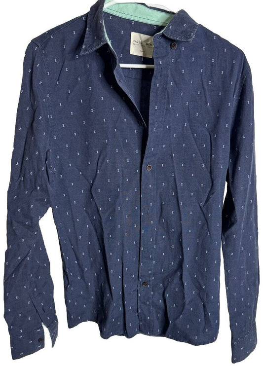 PAZZO Long Sleeve Button Down Embroidered Shirt  Size M