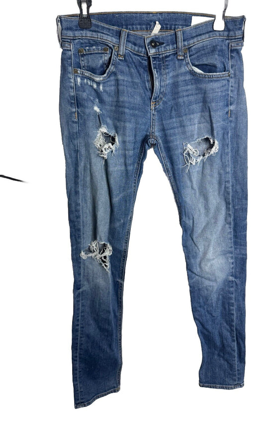 Rag And Bone Womens Distressed Dre Stretchy Jeans, Size 26