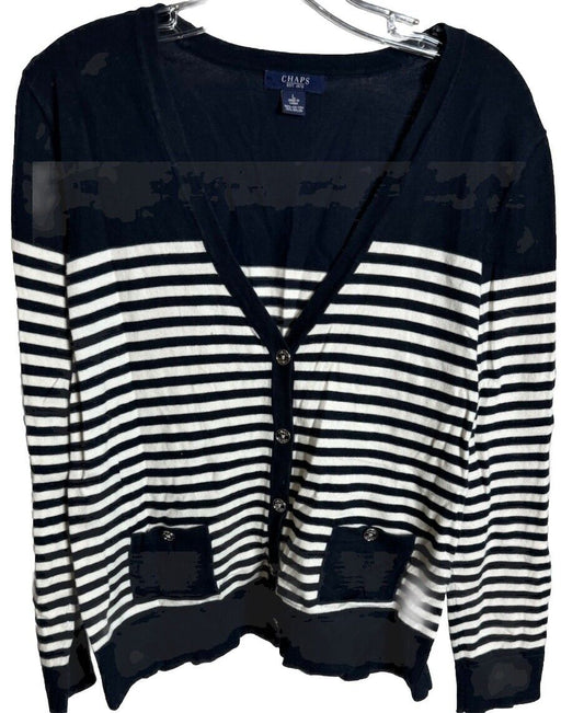 Chaps Shirt  Striped Women's Button Down Scoop Neck Shirt ~ Size Large