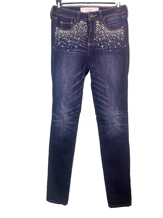 Abercrombie & Fitch Perfect Stretch Straight Jeans Women's 0 W25 Blue Low Rise