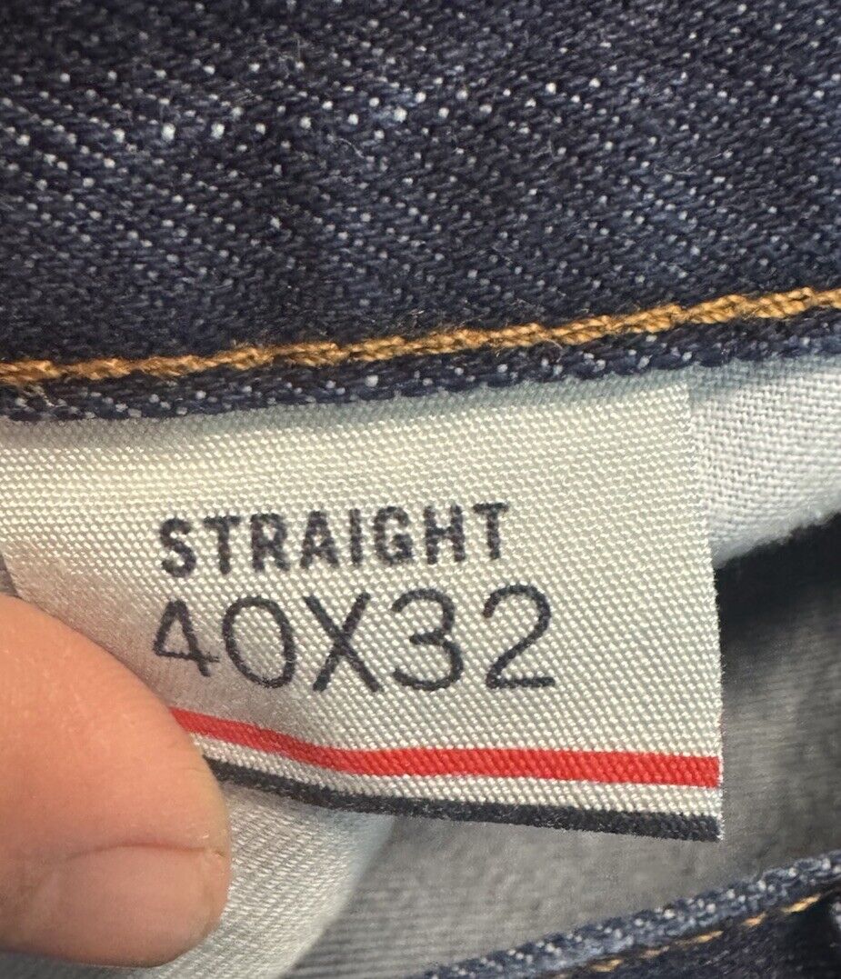 Tommy Hilfiger Men's 40 x 32 Straight-Fit Stretch Blue Jeans Dark Wash