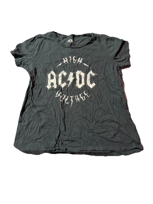 AC/DC High Voltage Womens Gray Graphic Short Sleeve T Shirt Tee Size Small