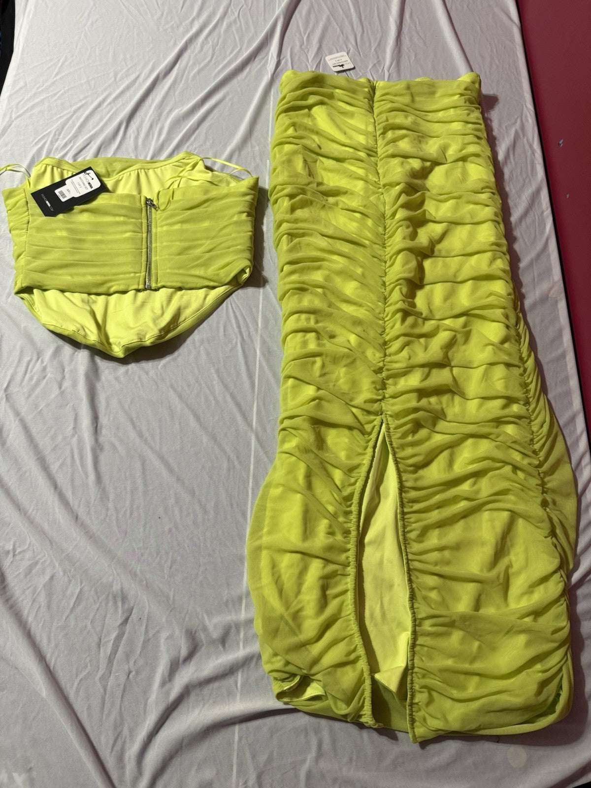Fashion Nova Matching Set, Beautiful Dress, Neon Green, Never Worn, Rare Size L