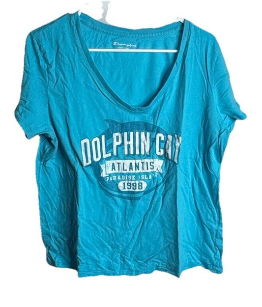 Champion Women's  Size XL Blue Logo T-shirt Tee Top Blouse