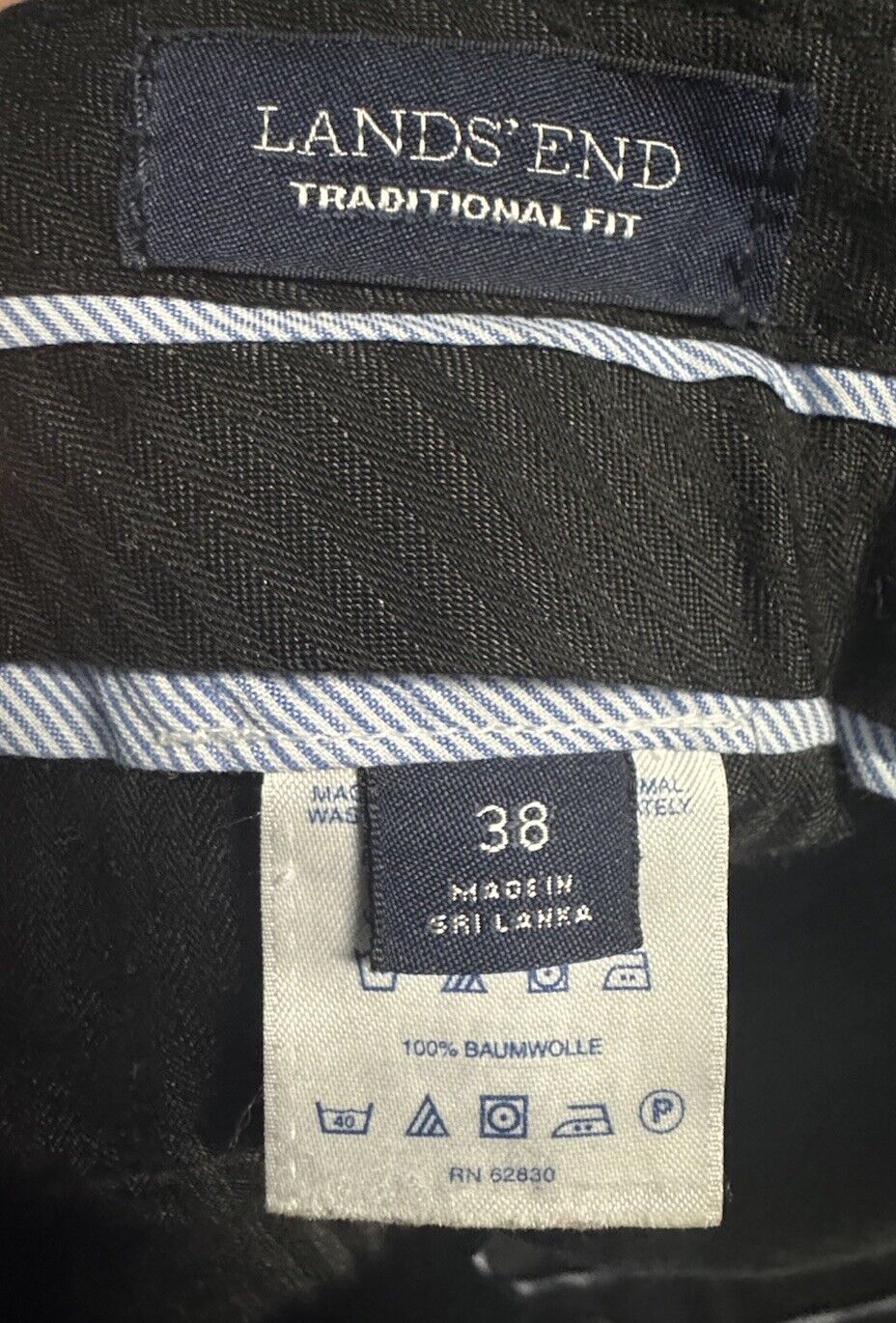 Men’s Lands End Twill Chino Pants Size 38 X 29 Traditional Fit Radiant Navy