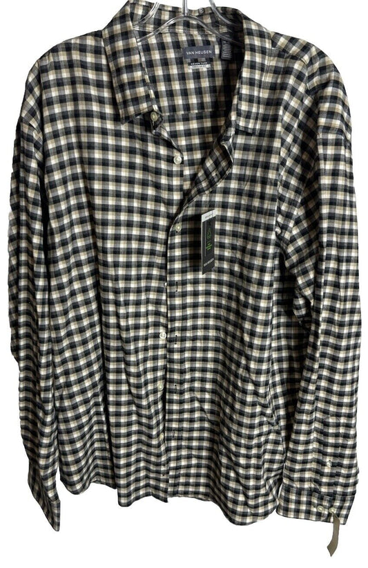 Mens Van Heusen Flex Size 18-18.5 TTG/XXG  Casual Button Down Stretch