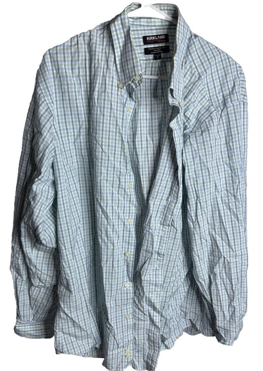 Kirkland Signature Men's Traditional Fit Dress Shirt, Plaid , 17.5 x 36/37