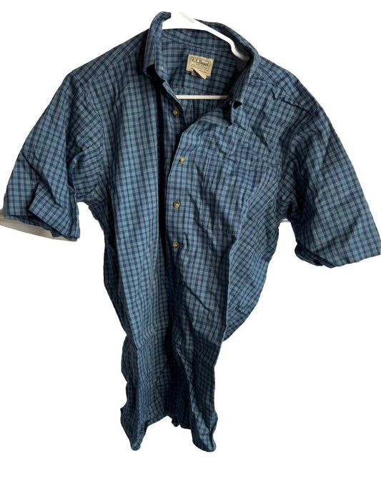 LL bean Shirt Button Down Short Sleeve Mens Size M tall