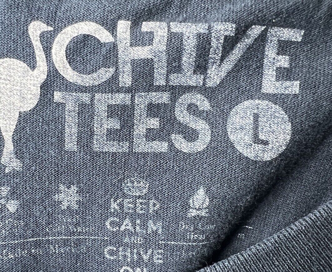 Chive Tees Keep Calm And Chive On T-Shirt Short Sleeve Dark Blue Mens Size L