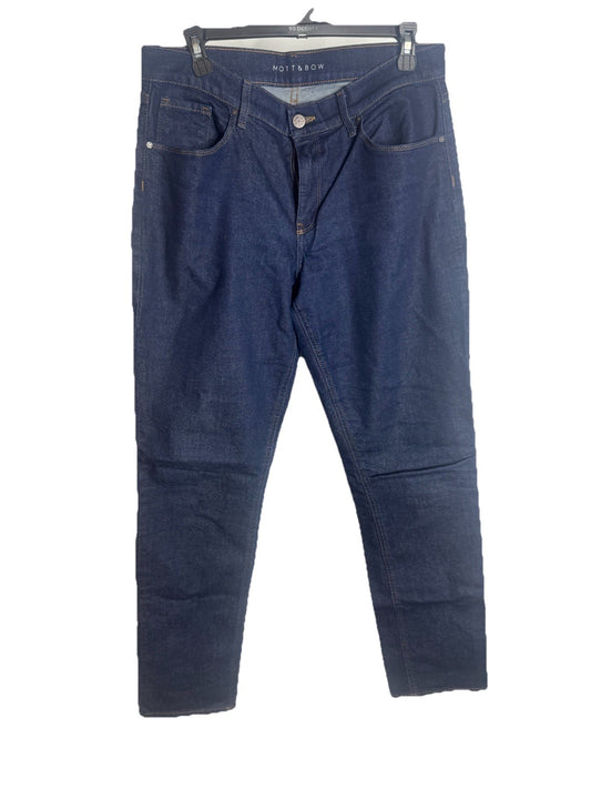 Mott & Bow Mens Slim Straight Jeans 30x32 Blue Dark Wash Mid Rise All Cotton