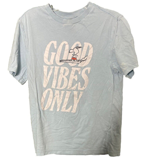 H & M Peanuts Womens Good Vibes Only Snoopy Short Sleeve Shirt Size S