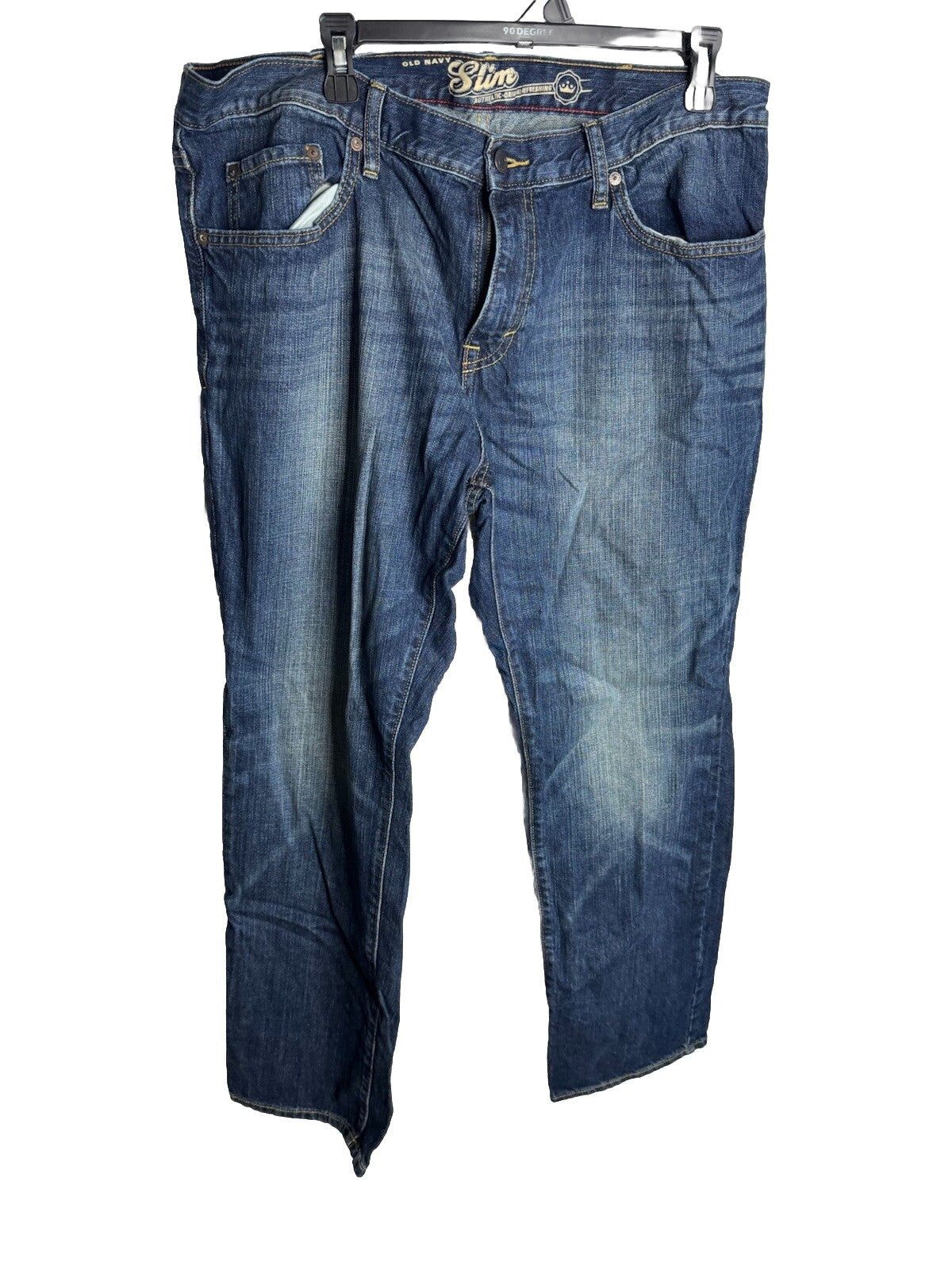 Old Navy Baggy Jeans Mens Size 38X30 Blue Denim Loose Ample Mid Rise Flat Front
