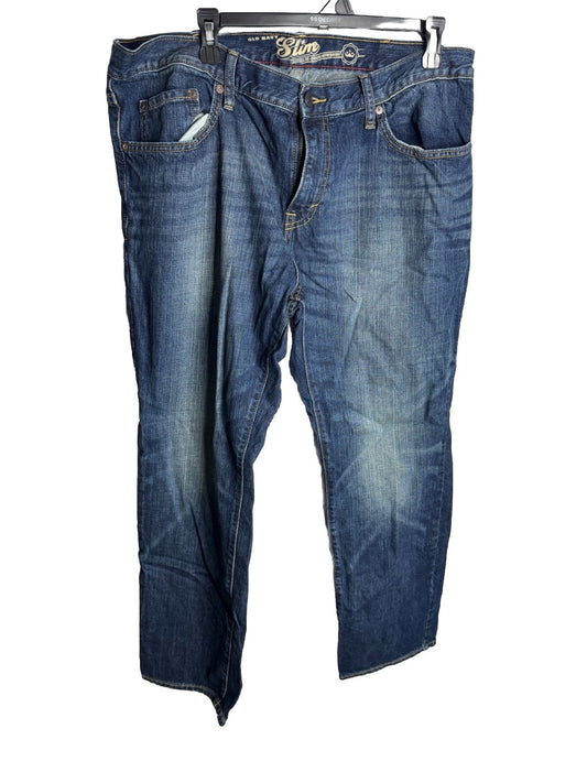 Old Navy Baggy Jeans Mens Size 38X30 Blue Denim Loose Ample Mid Rise Flat Front