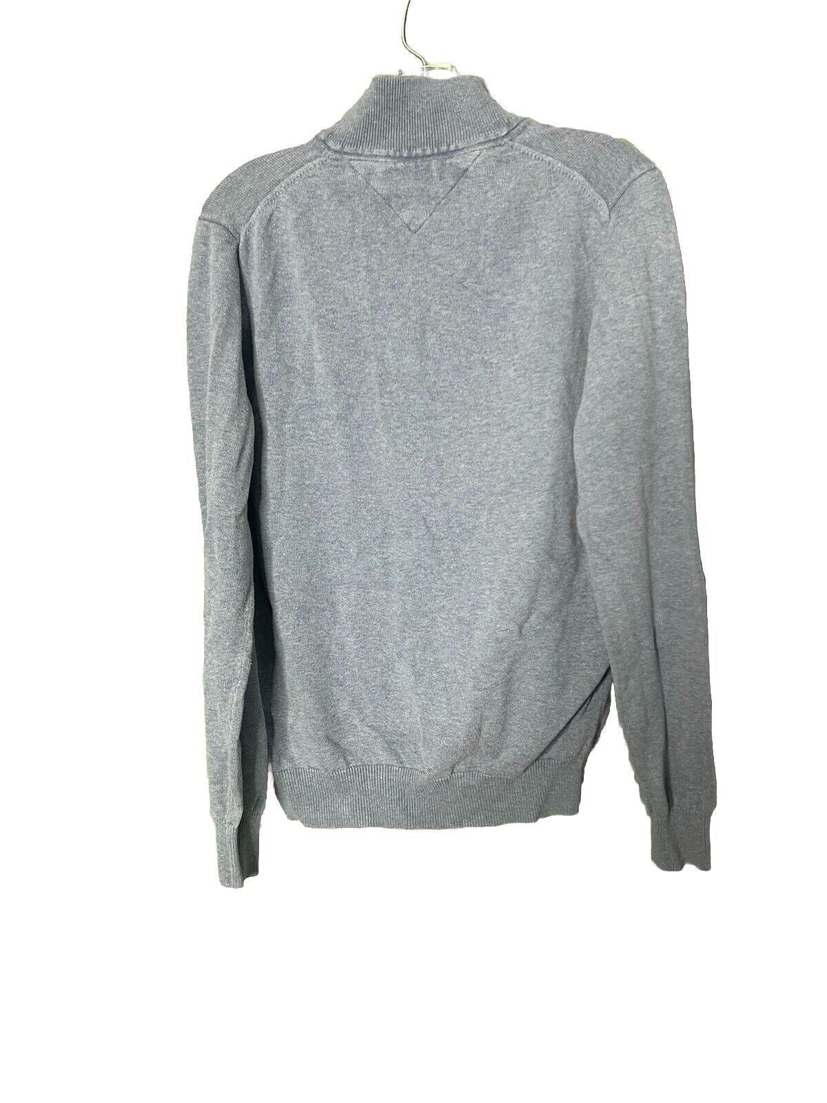 Mens Tommy Hilfiger Mock Neck 1/4 Zip Long Sleeve Gray Mesh Pullover Shirt Med