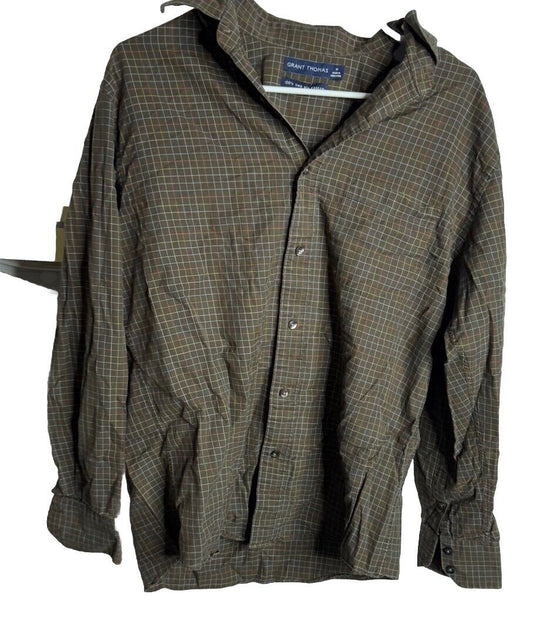 Grant Thomas Long Sleeve Button-Down Plaid Shirt Size medium