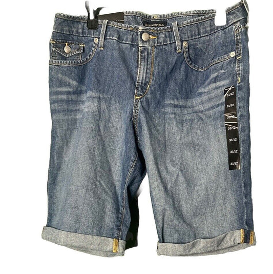 Banana Republic Bermuda Shorts Womens 31/12 Mid Rise Cuffed Stretch Denim Jean