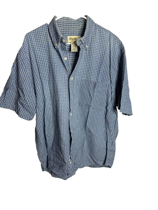 Eddie Bauer Shirt Mens Medium Short Sleeve Lightweight Plaid Button Pockets