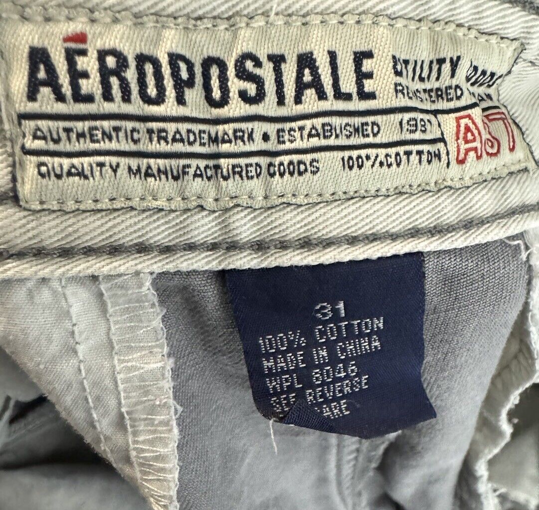 Mens Aeropostale Taupe Khaki Flat Front Shorts, 31 Waist,