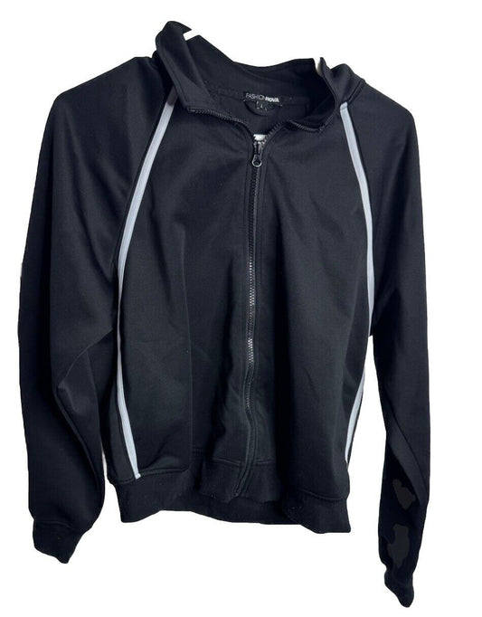 Fashion Nova Sport Men's Zip Up Long Sleeve Hoodie Sweatshirt Black Size large