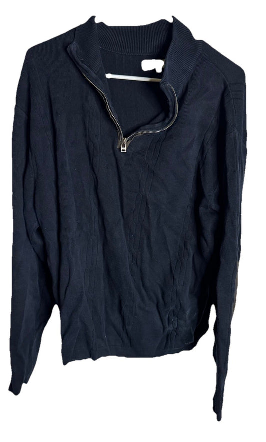Alex Cannon 1/4 Zip Pullover Mens L Blue Mock Neck Sweater