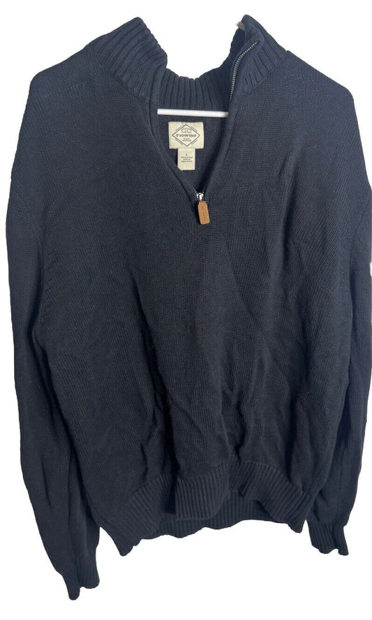St Johns Bay Sweater Mens Large Blue Long Sleeve 1/4 Zip Fleece Polyester