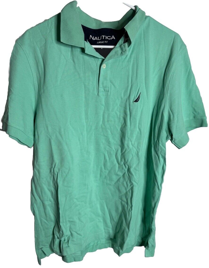 Nautica Mens Performance Deck Polo  Shirt Size L Short Sleeve Classic Fit