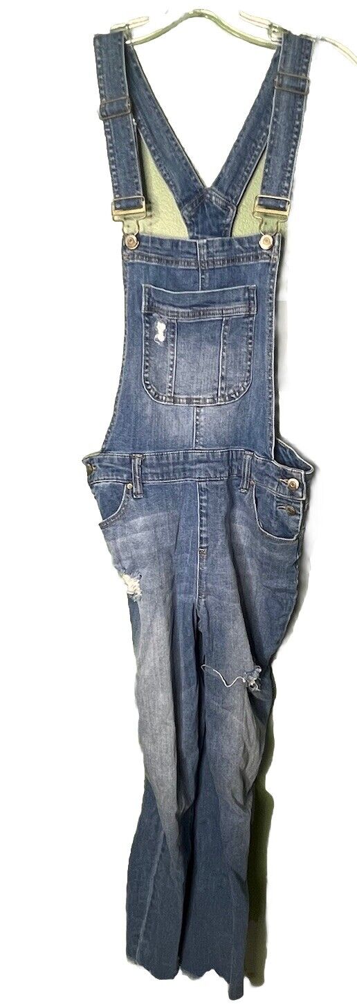 Blue Spice Overalls Jean Shorts size 13 Medium Wash Denim Romper
