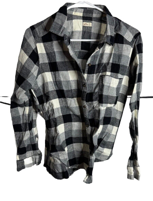 Hollister Shirt Women's Medium Plaid Long Sleeve Button Down Collared Pocket