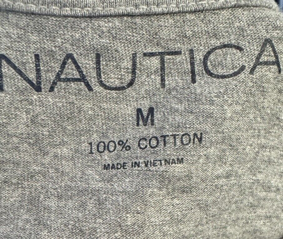 Vintage Nautica T Shirt Mens Size M  Long Sleeve Logo Spell Out Casual Adult