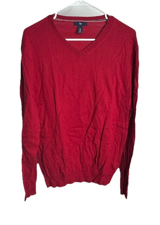 Gap Pullover Sweater Men’s Medium Knit Long Sleeve V-Neck Cotton Waistband