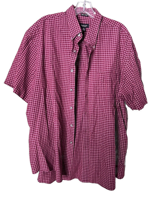 Van Heusen Shirt Mens 18-18.5 Button Up Short Sleeve Pocket Casual