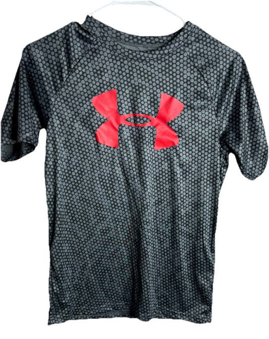 Under Armour Boys Athletic Shirt Size YXL Gray Heatgear Short Sleeve